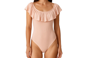 Express Pink Ruffled Bodysuit Size Medium